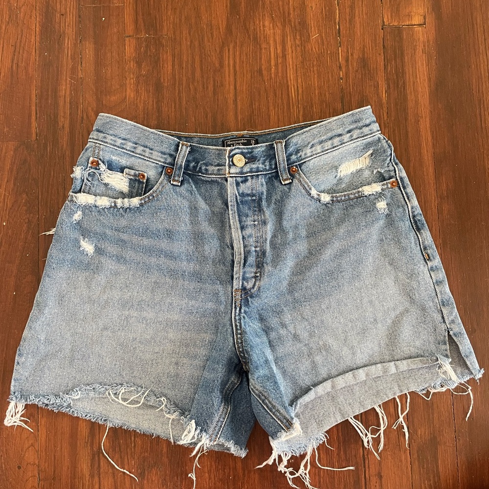 Abercrombie & Fitch High Rise 4” Short Blue Denim Sz 29 8